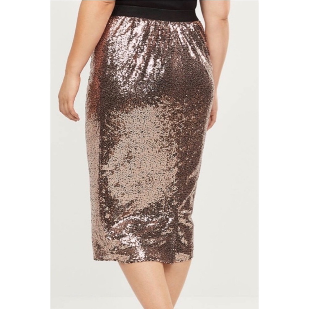 Lane Bryant Rose Gold Sequin Midi Pencil Skirt 16 NWT Party Shimmer‎ y2k boho